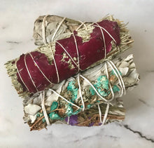 Load image into Gallery viewer, Mini Sage Floral Wrapped Smudge Bundle - Shaun Leon Beauty